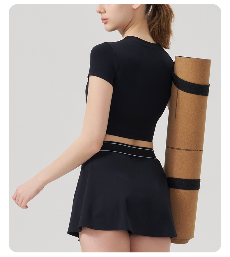 Casual Sports Bra & Anti-Sheer Tennis Skirt Set SKL-QY-T4895+K4605