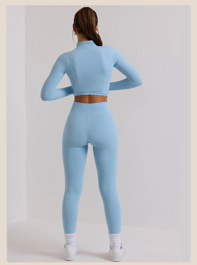 Long-Sleeve Top & High-Waisted Yoga Leggings Compression Set SKL-QY-T3831+K3504
