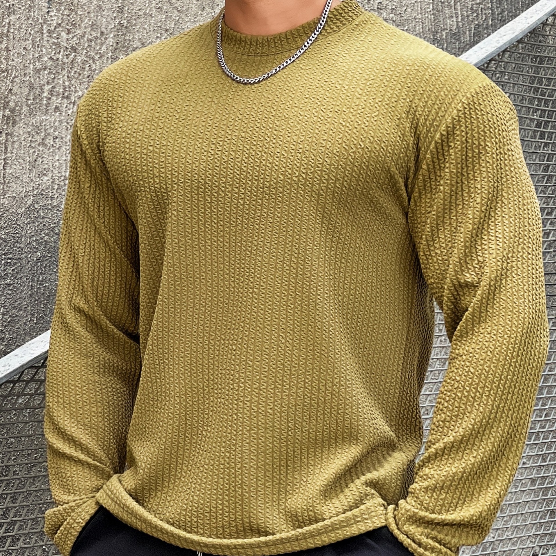 Men's Loose Fit Athletic Long Sleeve T-Shirt KZCX