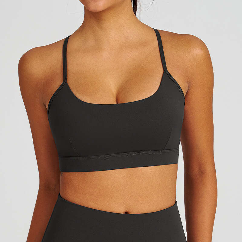 Nude - feel Padded Bust - binding Slim - fit Yoga Bra SKL-QY-B4033