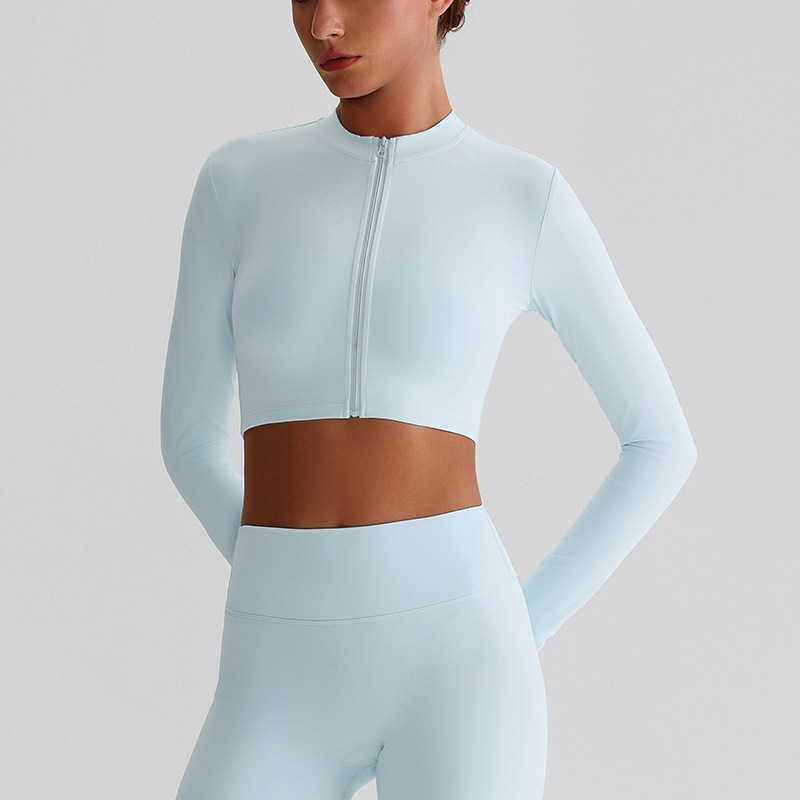 Zip-Up Running Yoga Jacket with Long Sleeves for Fitness SKL-LQ8022