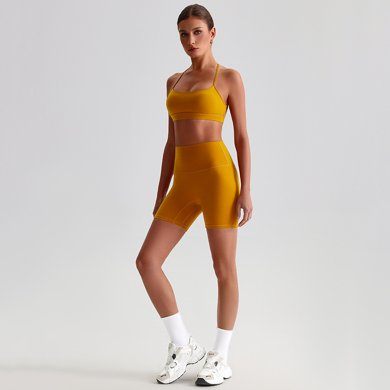 Fitness Sports Leggings And Crossed Beautiful Bra With Pads Set SKL-LQ0139