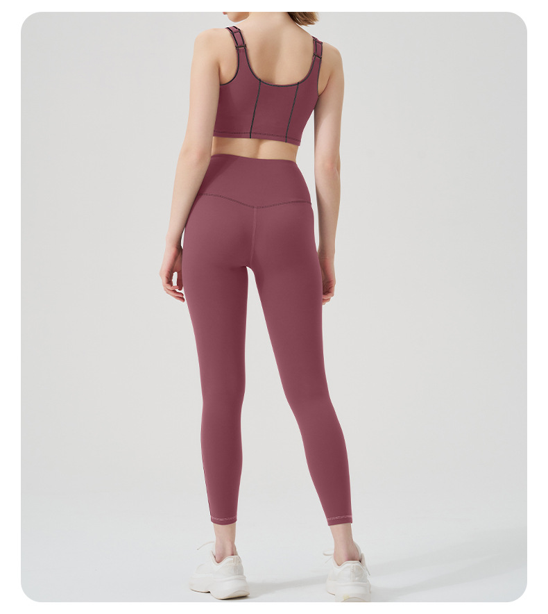 Colorblock Open-Back Multi-Sport Yoga Set with Sports Bra for Running & Fitness SKL-QY-B4037+K4624