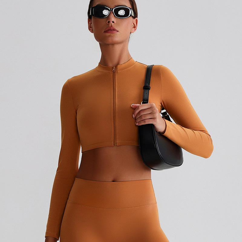 Zip-Up Running Yoga Jacket with Long Sleeves for Fitness SKL-LQ8022