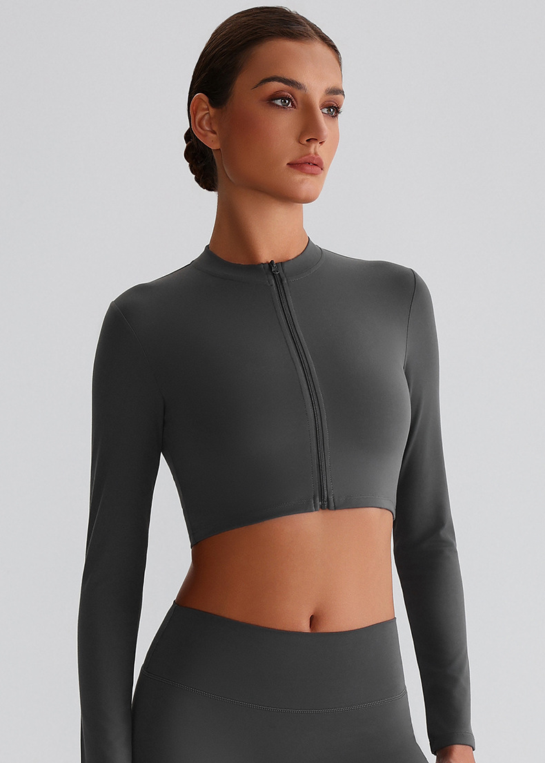 Zip-Up Running Yoga Jacket with Long Sleeves for Fitness SKL-LQ8022