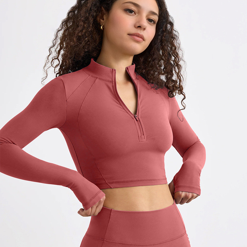 Half-Zip Long-Sleeve Yoga Top SKL-QY-T4806