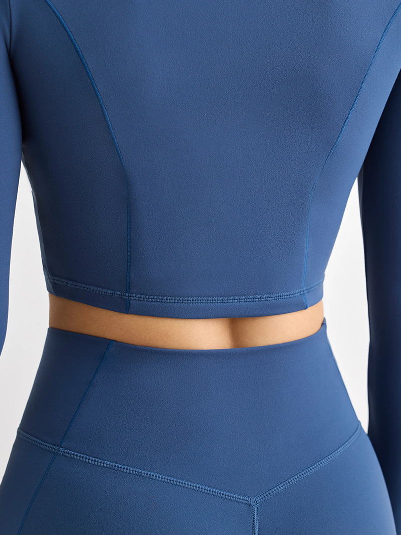 Half - Zip Long - Sleeve Yoga Top with Tight Running Leggings Set SKL-QY-T4806+K4523
