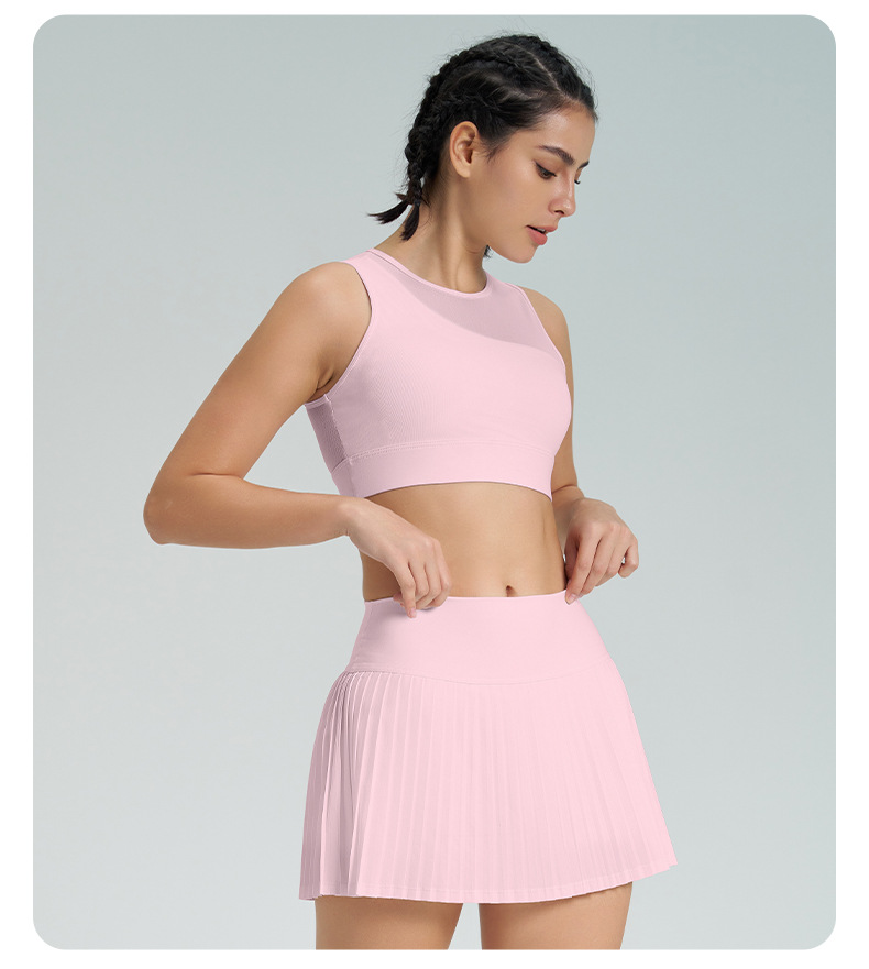 Women's Anti-Sheer Pleated Tennis Skirt & Yoga Shorts Set SKL-QY-B4024+K4567