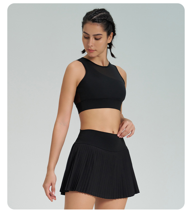 Women's Anti-Sheer Pleated Tennis Skirt & Yoga Shorts Set SKL-QY-B4024+K4567