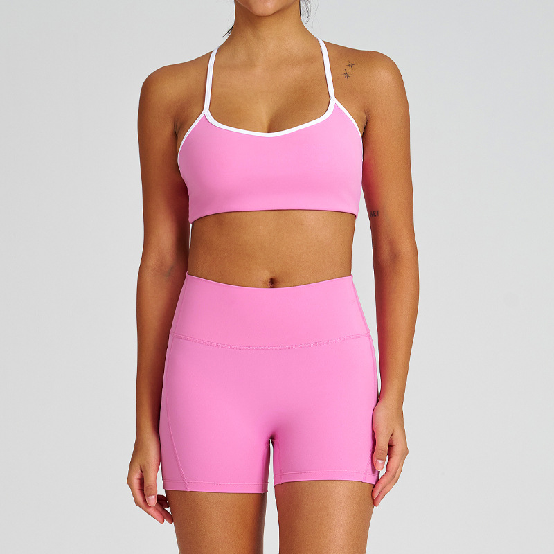 Slimming Compression Spaghetti Strap Open-Back Running Shorts Set SKL-QY-B6001+K5007