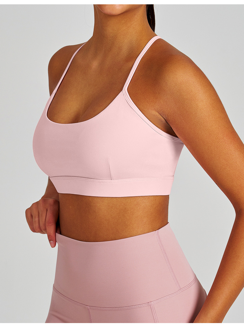 Nude - feel Padded Bust - binding Slim - fit Yoga Bra SKL-QY-B4033