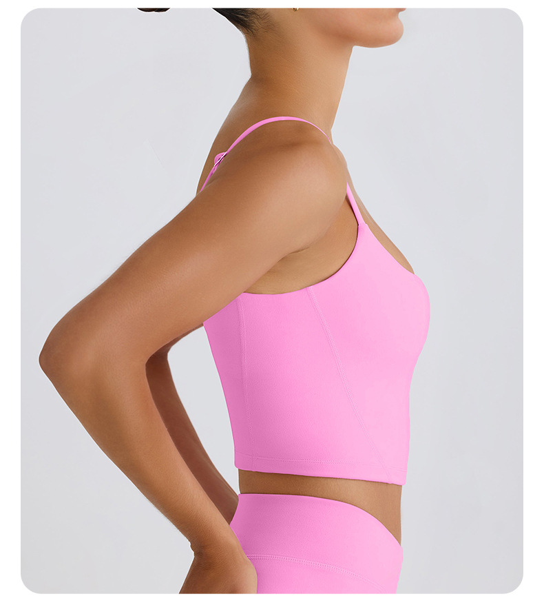 Thin-Strap Yoga Tank Top with Fixed Cups for Fitness SKL-QY-T4844