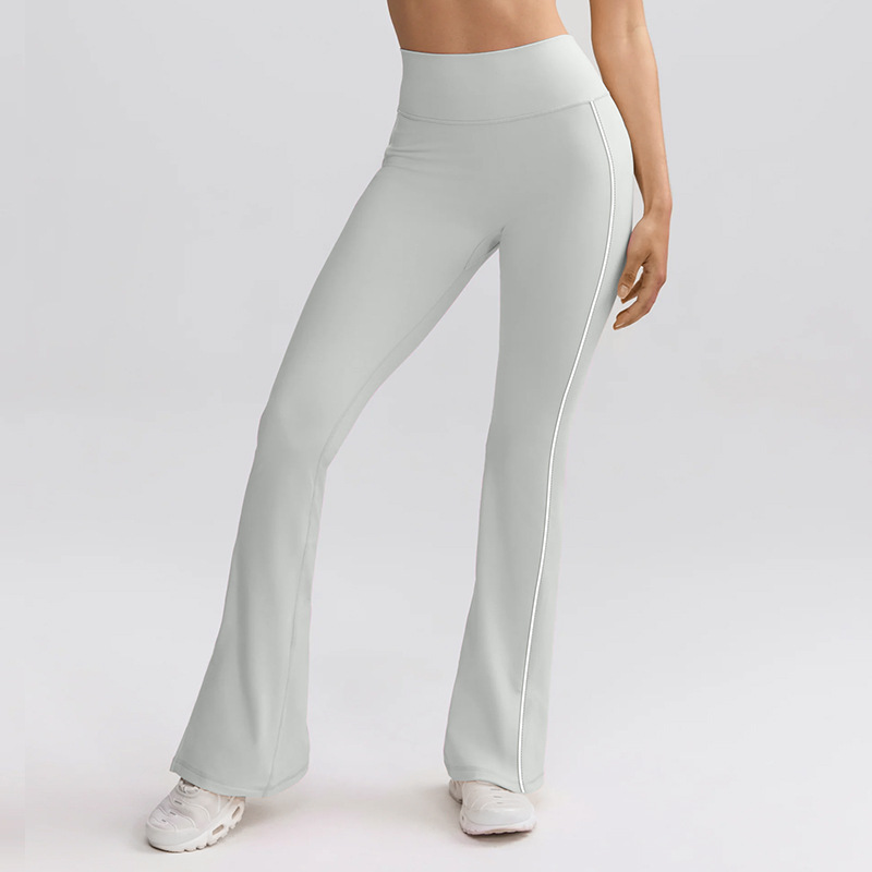 High-waisted Striped Yoga Pants with Wide Leg and Bootcut Design for Yoga and Sports SKL-QY-K4542