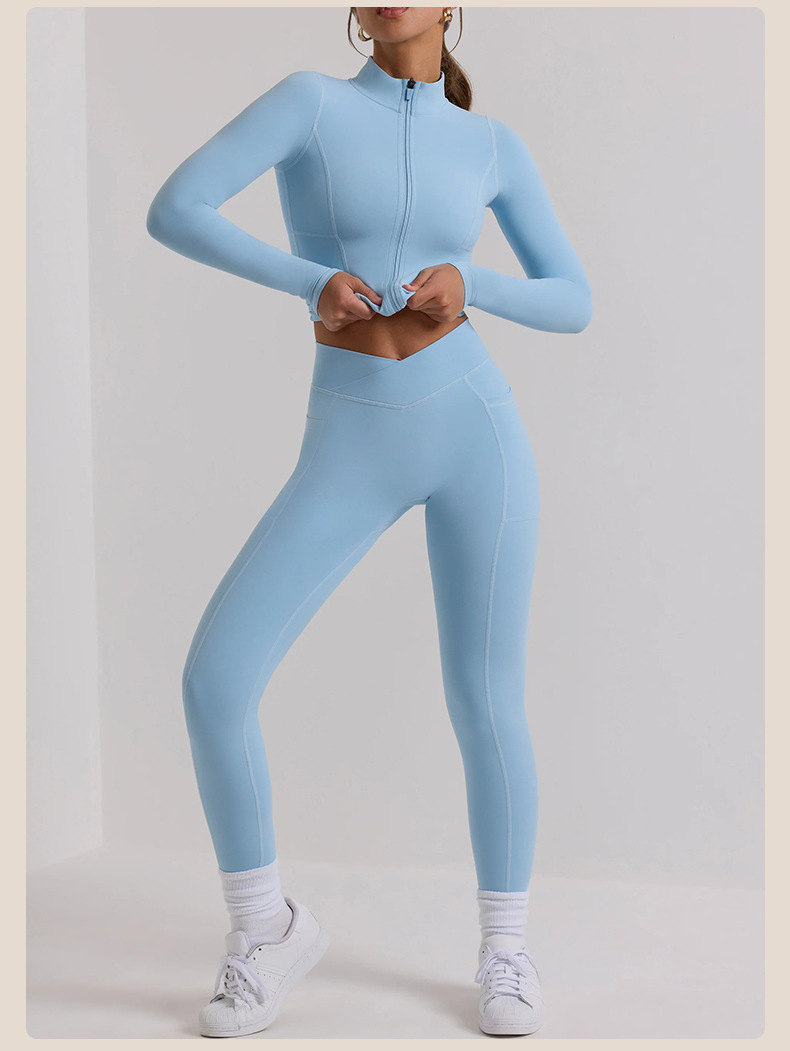 Long-Sleeve Top & High-Waisted Yoga Leggings Compression Set SKL-QY-T3831+K3504