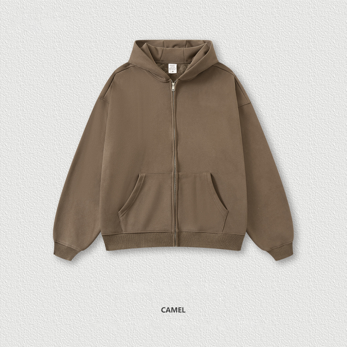  Fleece-Lined Loose Fit Hooded Zip-Up Jacket BEW0215