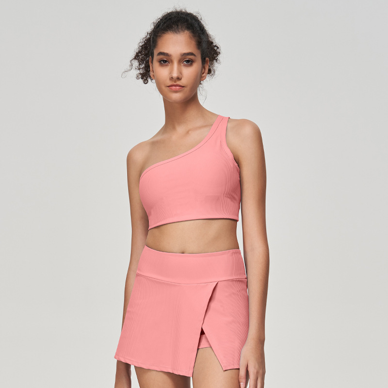 Strappy Open-Back Tennis Skirt & Yoga Tank Top Fitness Set SKL-QY-B3064+K3603