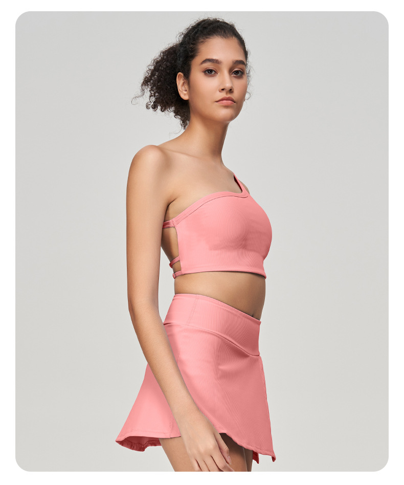 Strappy Open-Back Tennis Skirt & Yoga Tank Top Fitness Set SKL-QY-B3064+K3603