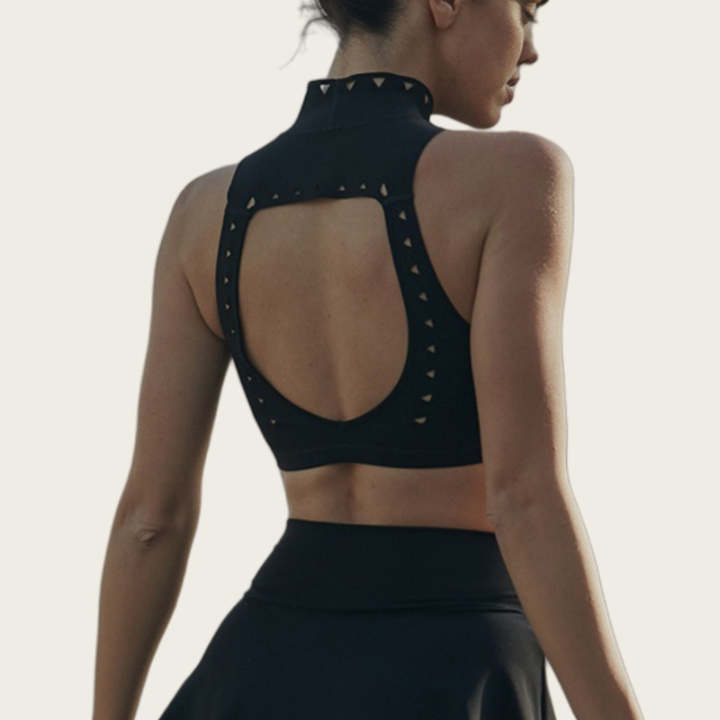 Racerback Cutout Yoga Tank Top with High Neck Hollow-Out Design SKL-FNK202366