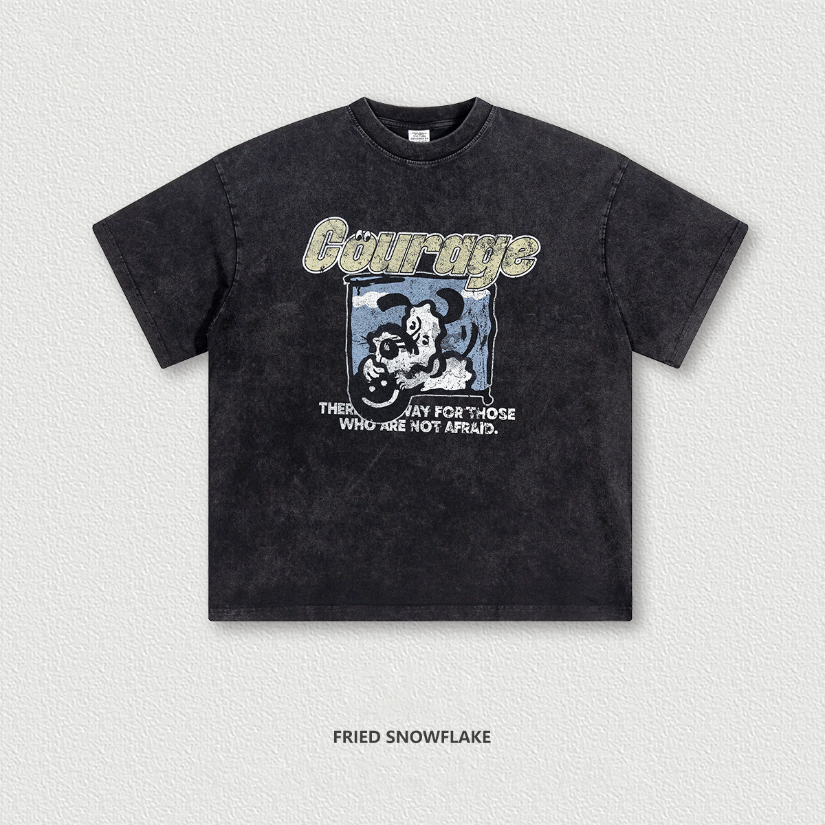Distressed Cartoon Puppy Print Short Sleeve BE7556
