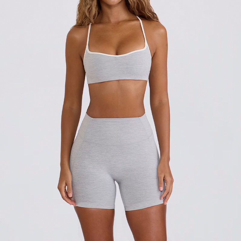 Slimming Compression Spaghetti Strap Open-Back Running Shorts Set SKL-QY-B6001+K5007