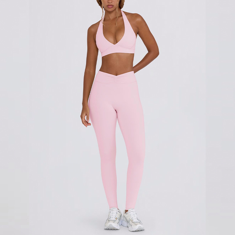 Tummy-Control Slimming Yoga Leggings & High-Impact Sports Bra Set SKL-QY-B6505+K6509