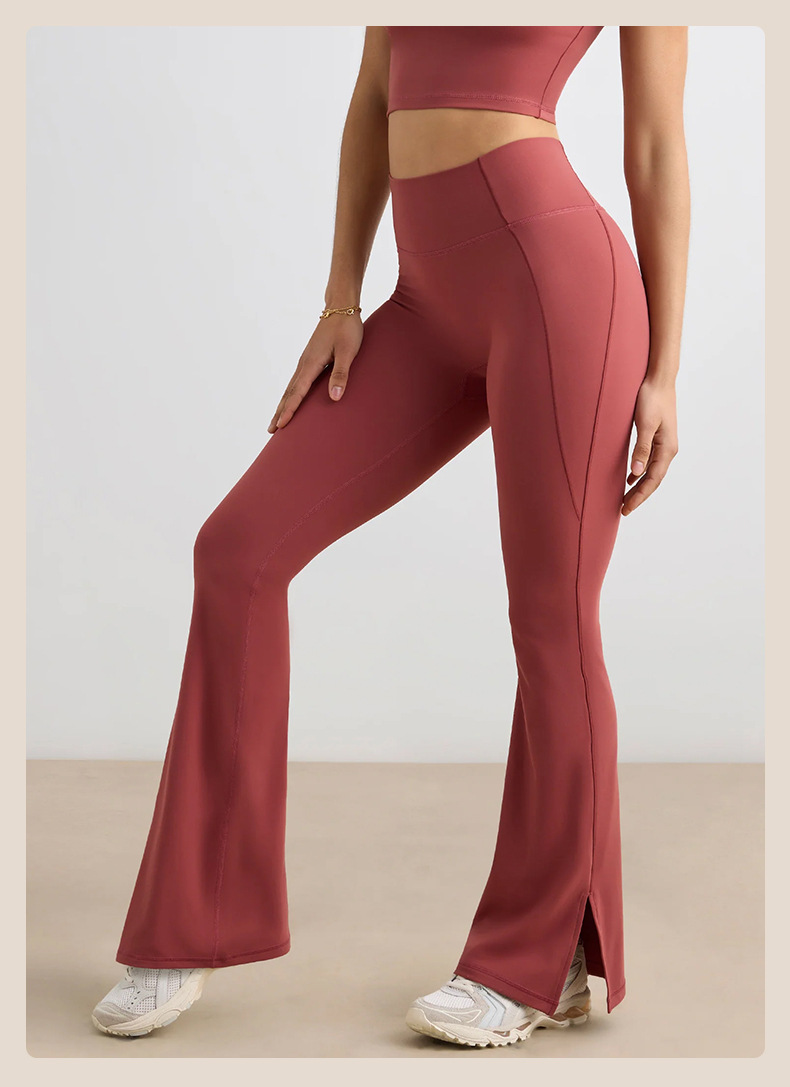 High-waisted Butt Lifting Nude Feeling Wide Leg and Bootcut Pants for Women's Sports SKL-QY-K4521