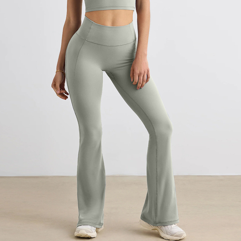High-waisted Butt Lifting Nude Feeling Wide Leg and Bootcut Pants for Women's Sports SKL-QY-K4521