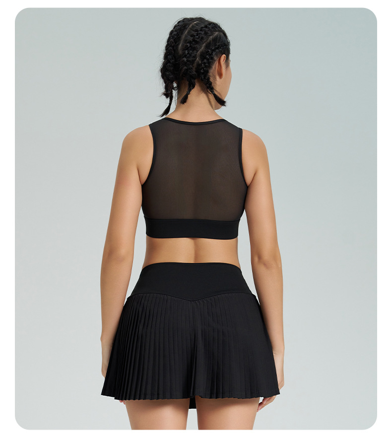 Women's Anti-Sheer Pleated Tennis Skirt & Yoga Shorts Set SKL-QY-B4024+K4567
