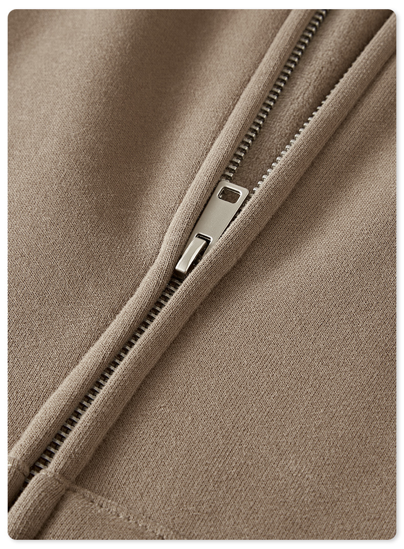  Fleece-Lined Loose Fit Hooded Zip-Up Jacket BEW0215