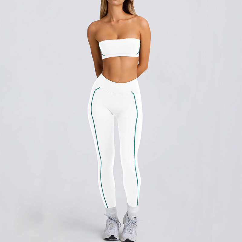 Strapless Bandeau Top & Long Pants Yoga Set SKL-QY-B4031+K4600