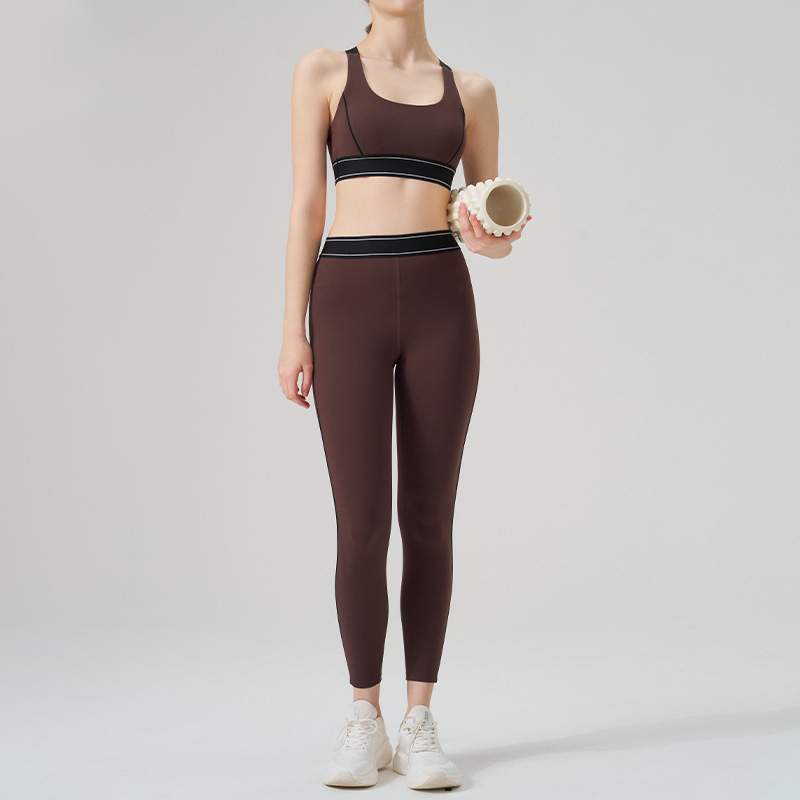 Colorblock Open-Back Multi-Sport Yoga Set with Sports Bra for Running & Fitness SKL-QY-B4016+K4546