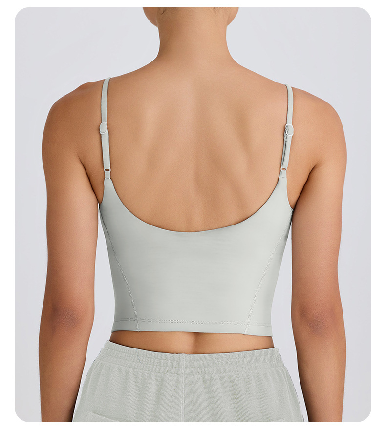 Thin-Strap Yoga Tank Top with Fixed Cups for Fitness SKL-QY-T4844