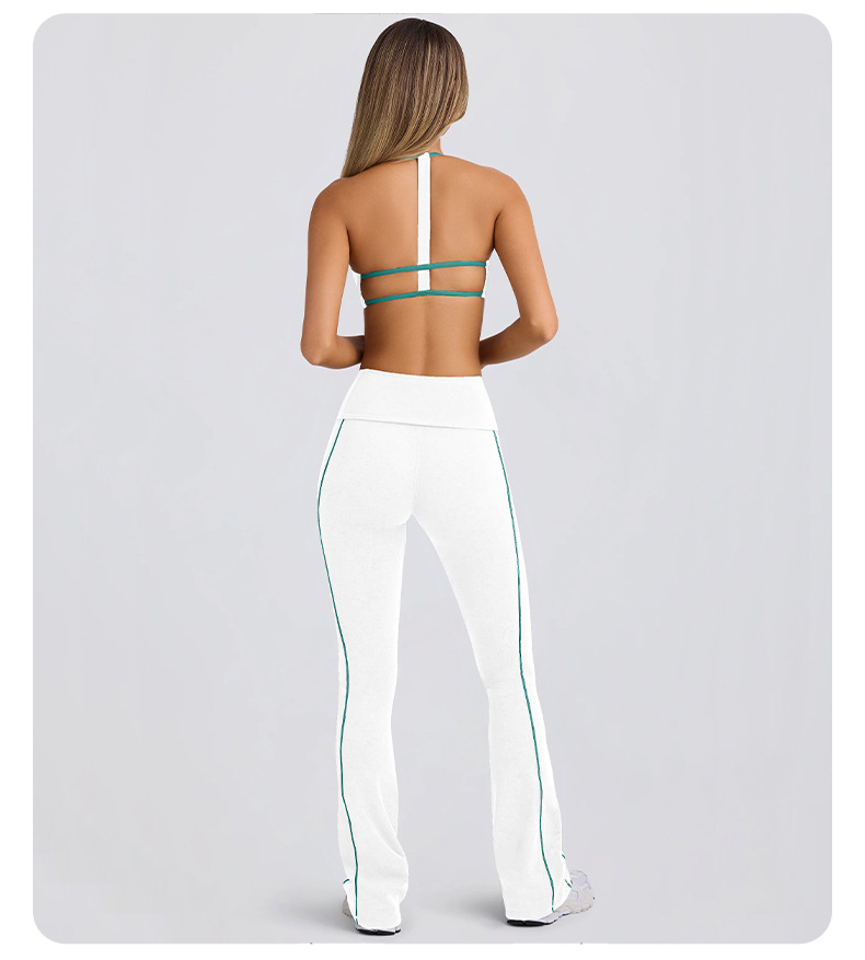 Color-block Striped Yoga Pants for Women, Flared Long Pants for Running and Fitness SKL-QY-K4599