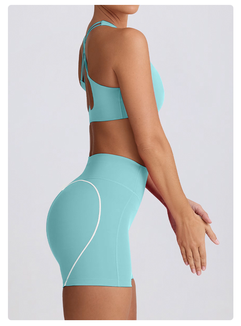 Spaghetti Strap Naked-Sensation Fitness Yoga Shorts Set SKL-QY-B6006+K5007