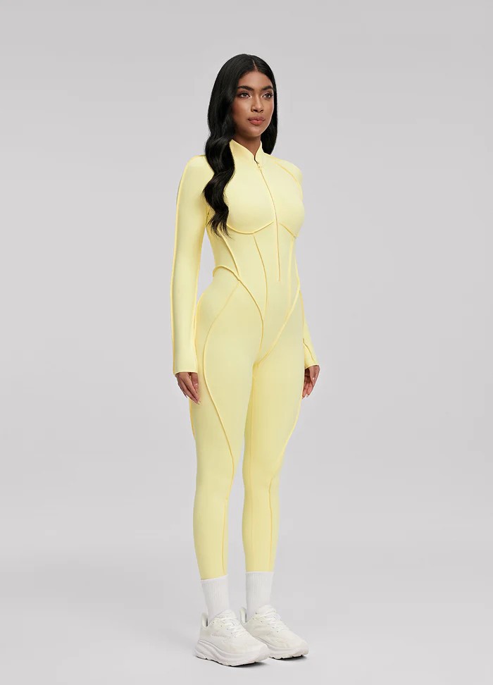 Comfortable Slim Fit Open-Back Long Length Yoga Jumpsuit with Built-in Bra SKL-FNK25122