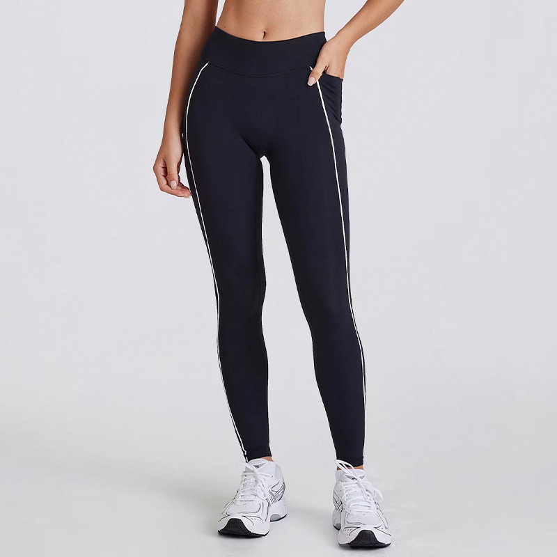 Casual Slim-Fit Color-Block Striped Yoga Pants SKL-QY-K4600