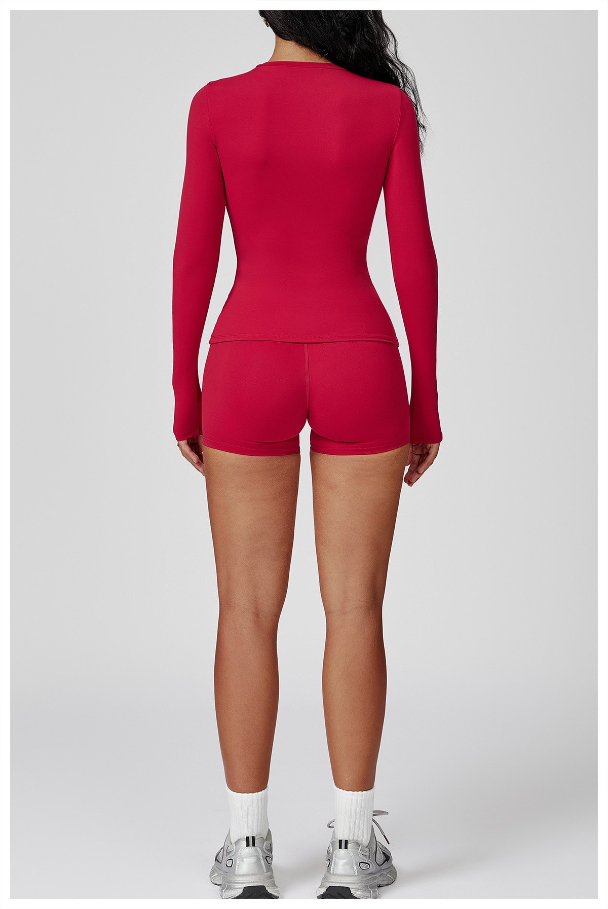 Round Neck Slim Fit Brushed Long Sleeve Yoga Top 3101