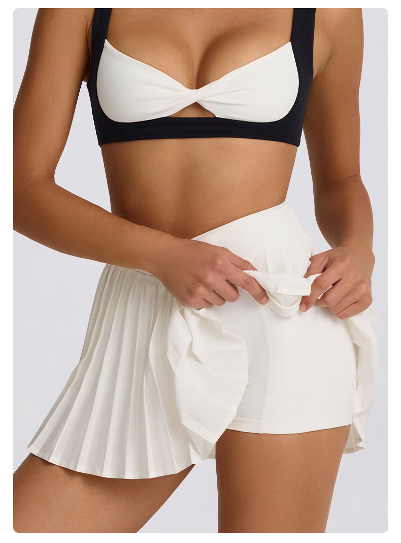 Casual Pleated Skirt Breathable Two-in-One High-Waist Fitness Short Skirt SKL-QY-K6539