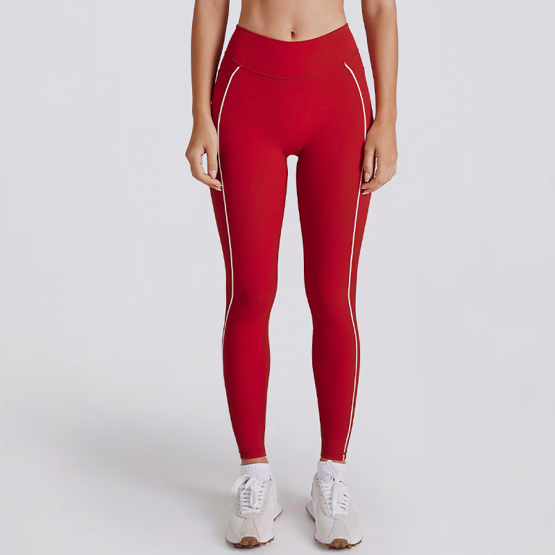 Casual Slim-Fit Color-Block Striped Yoga Pants SKL-QY-K4600