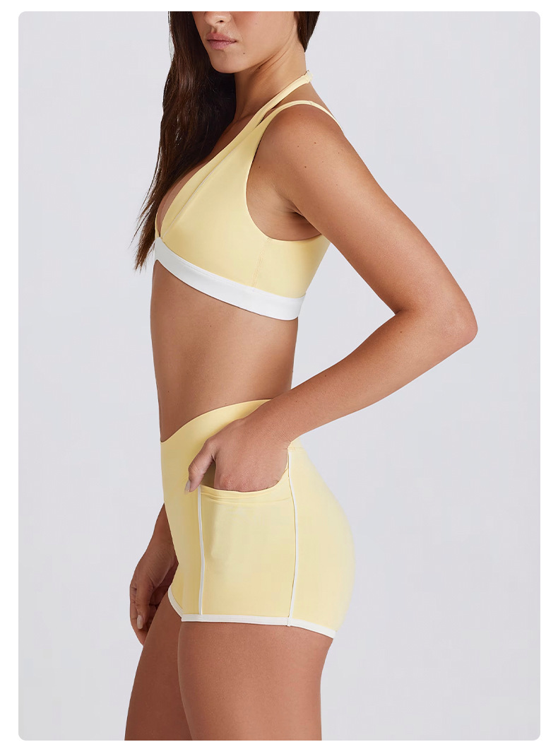 Casual Slim-Fit Color-Block Striped Yoga Shorts SKL-QY-K4598