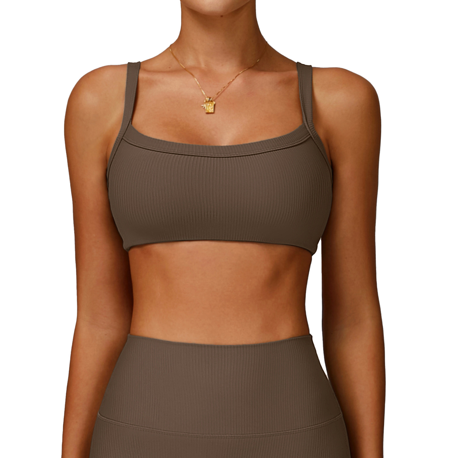 Ribbed Backless Fitted Sports Bra 3093