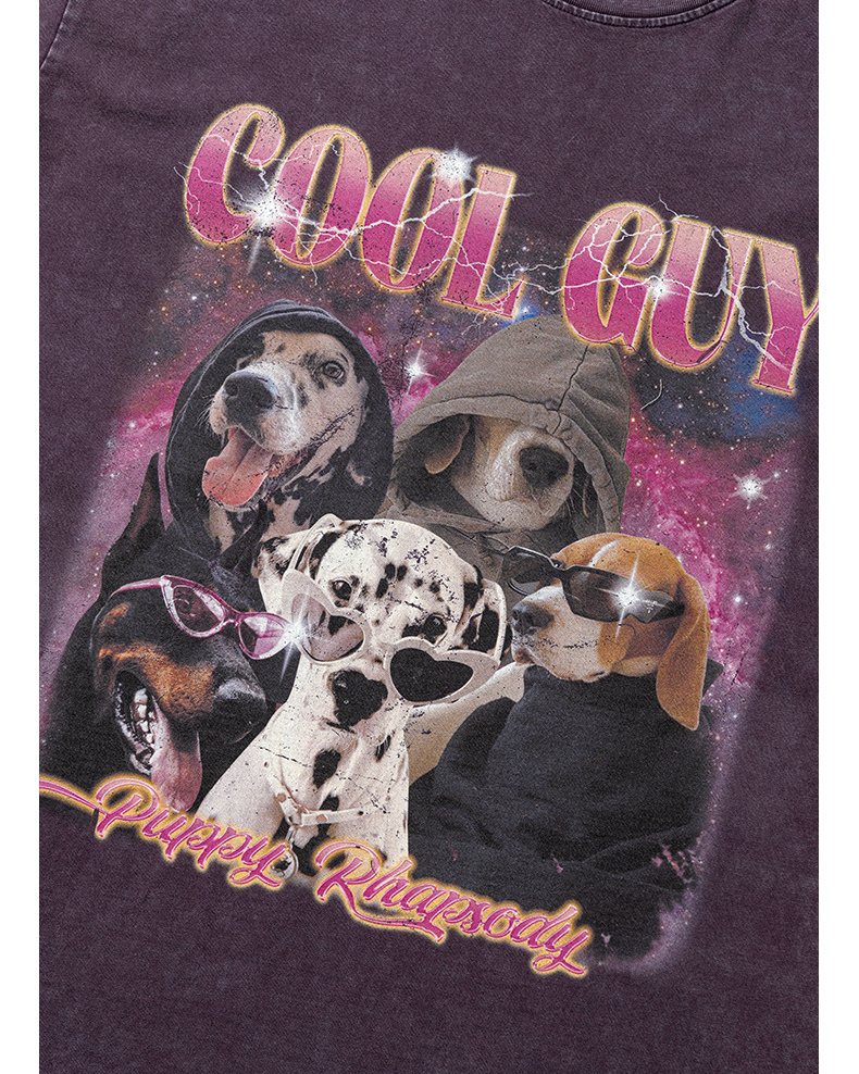 Puppy Printed Crewneck Loose Short Sleeve BE7555
