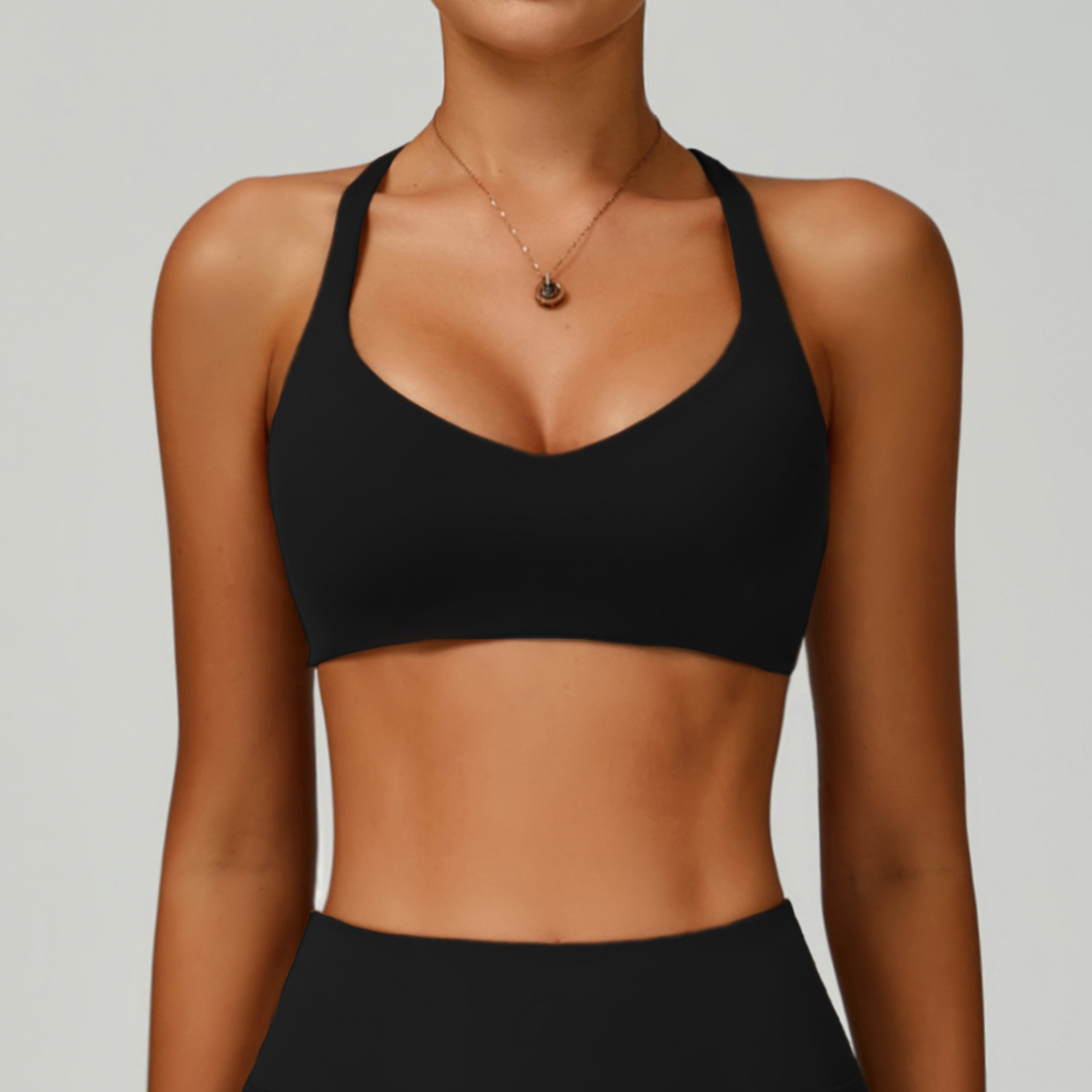 Hollow-Out Back Fitted Yoga Bra 2029