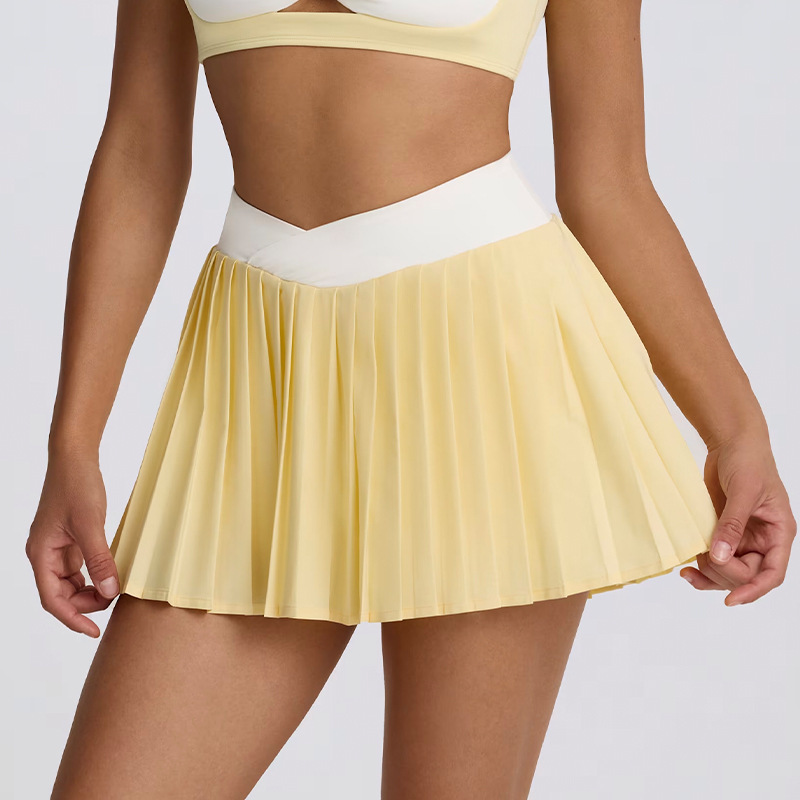 Casual Pleated Skirt Breathable Two-in-One High-Waist Fitness Short Skirt SKL-QY-K6539
