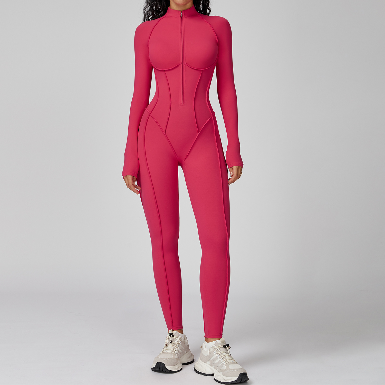 Stand Collar Half-Zip Yoga Bodysuit 9326