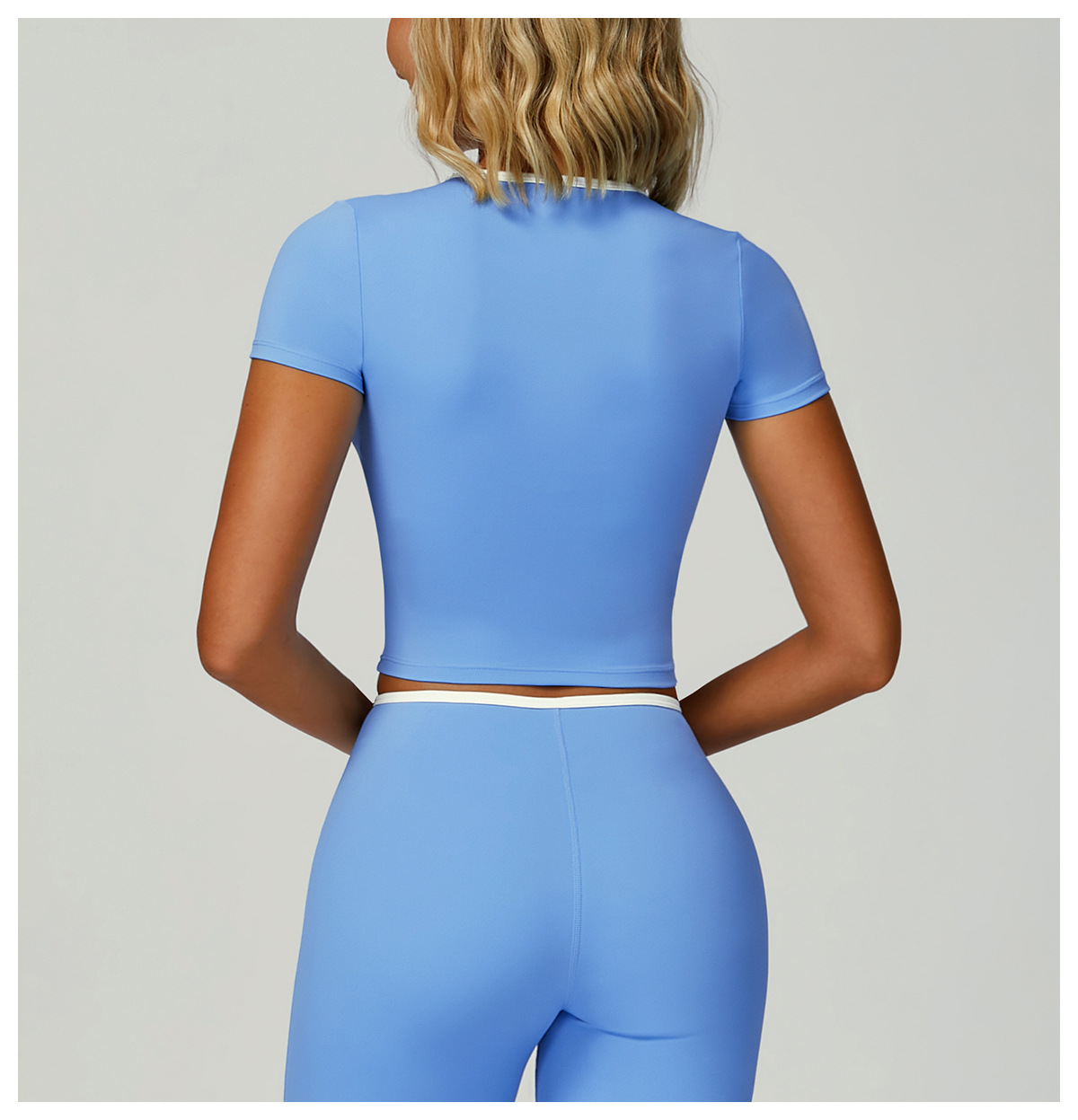 Color Block V-Neck Slim Fit Sports Top 2017