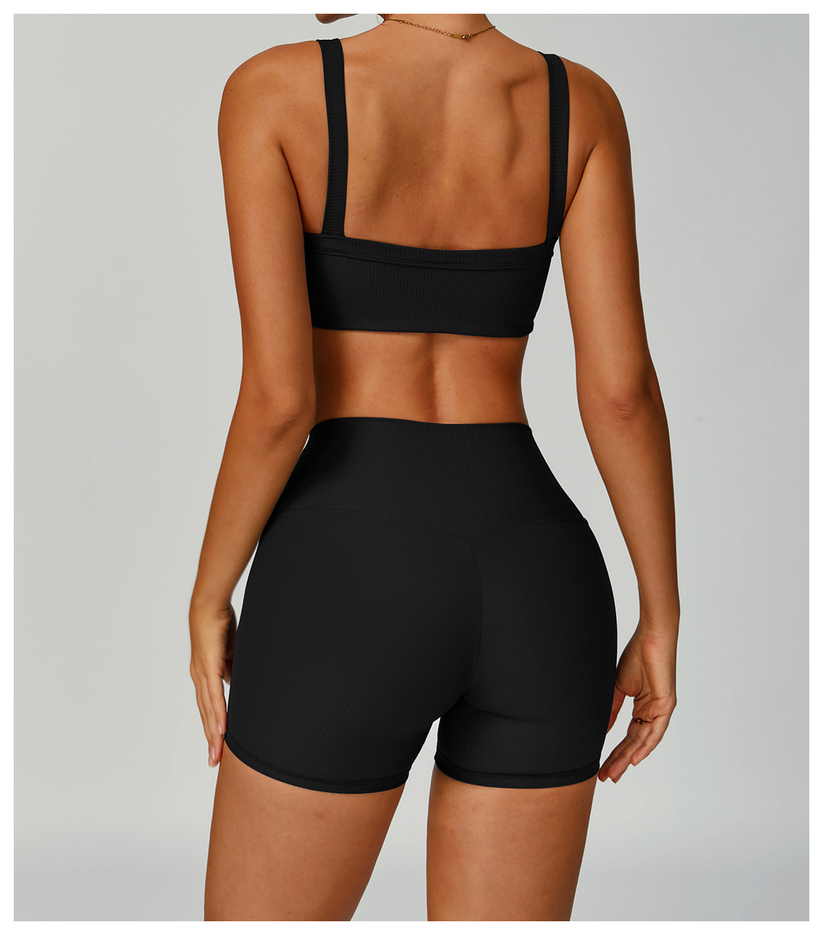 Ribbed Backless Fitted Sports Bra 3093