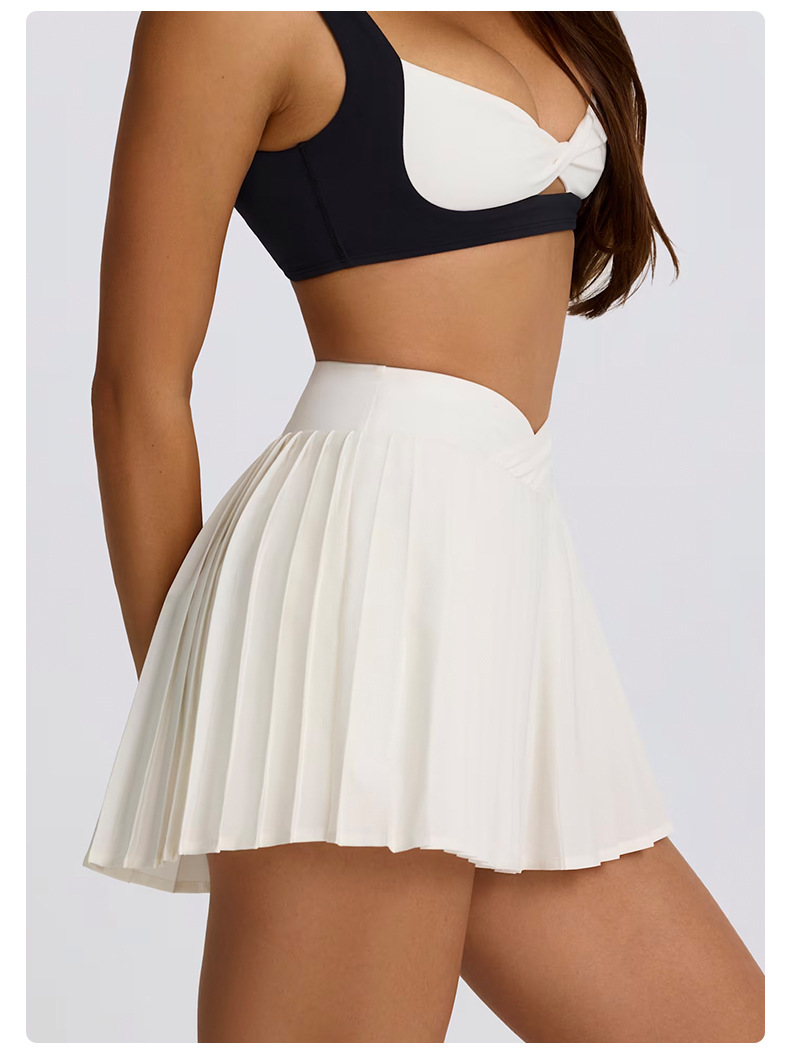 Casual Pleated Skirt Breathable Two-in-One High-Waist Fitness Short Skirt SKL-QY-K6539