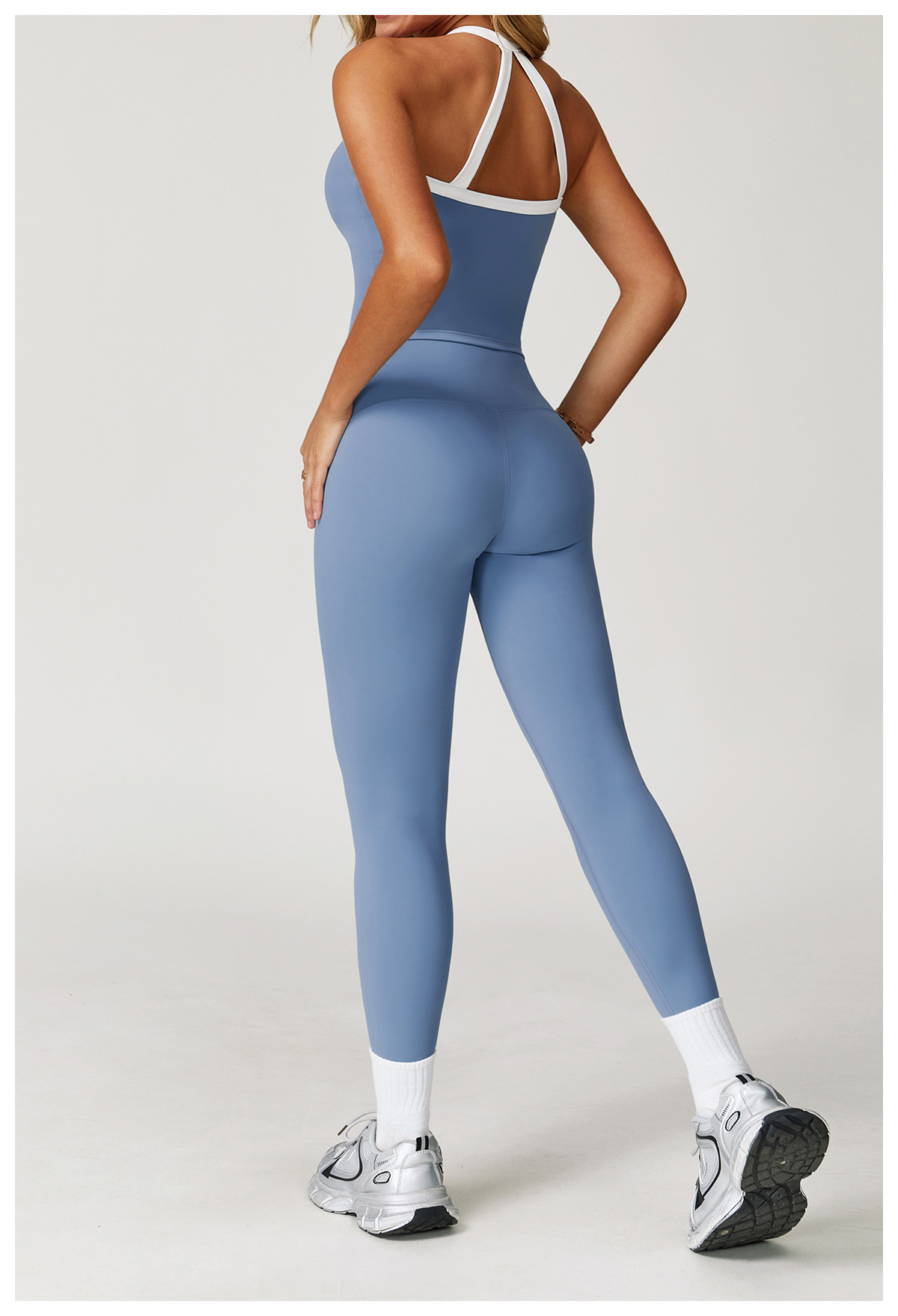 High-Waist Color Block Quick-Dry Fitted Sports Leggings 9238