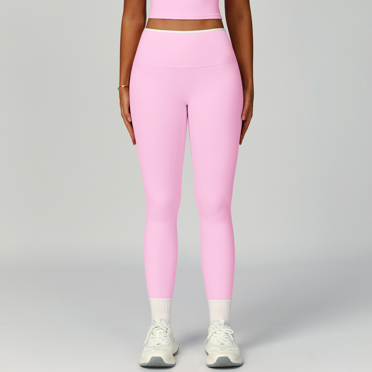 High-Waist Color Block Quick-Dry Fitted Sports Leggings 9238